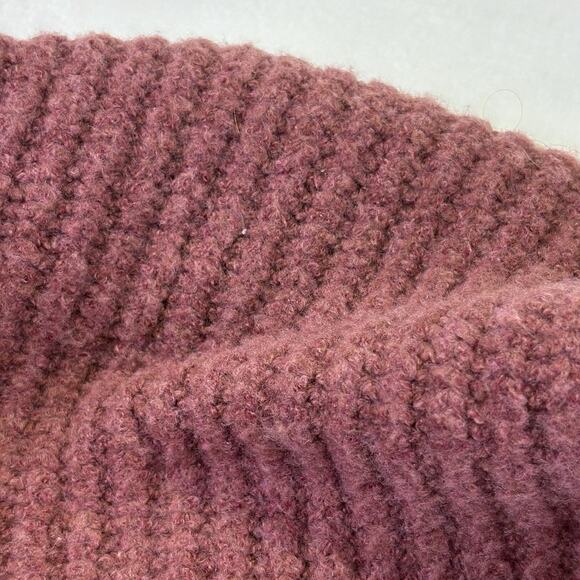 Express Ribbed Off The Shoulder Overlay Oversized Tunic Sweater Wine Red Size XL - Picture 4 of 8